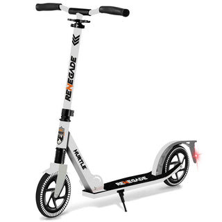 Hurtle Renegade Lightweight Foldable Teen and Adult Commuter Kick Scooter, White