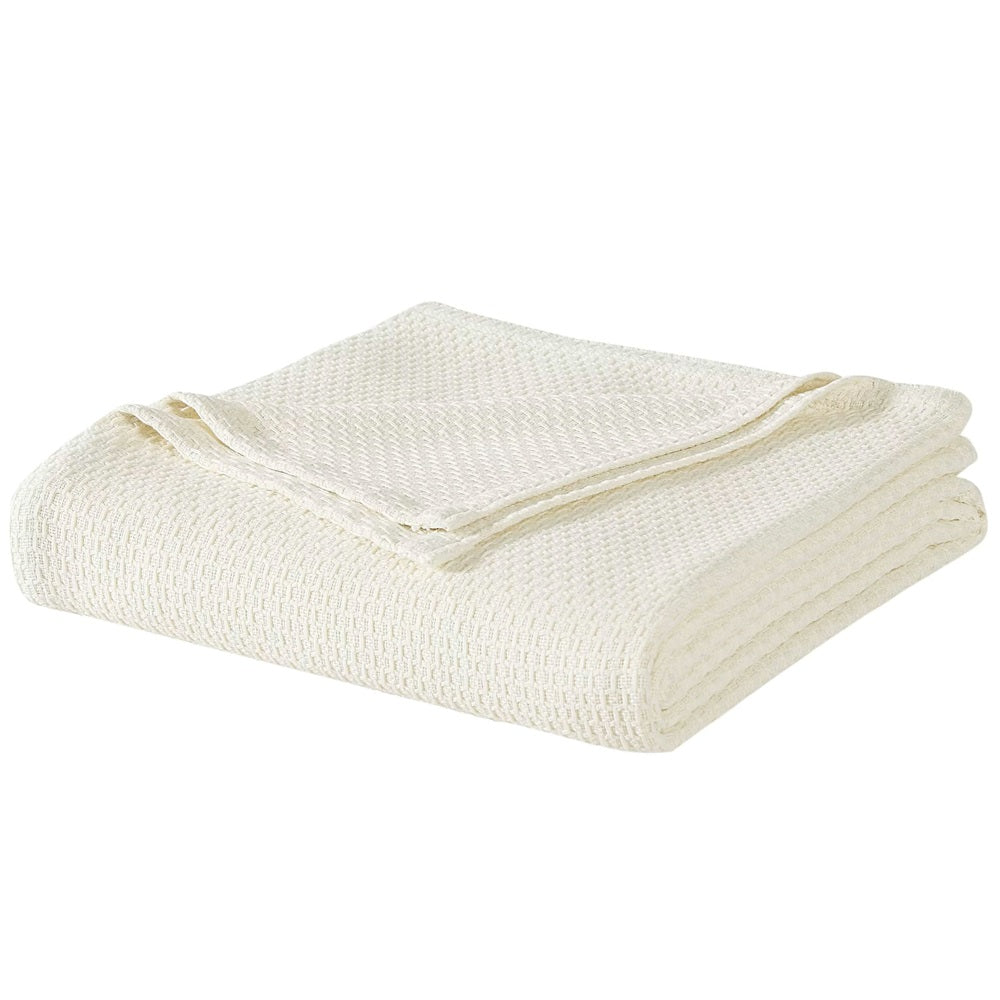 Homvare Super Soft  Cotton Basket Weave Blanket/Throw 90" x 90"