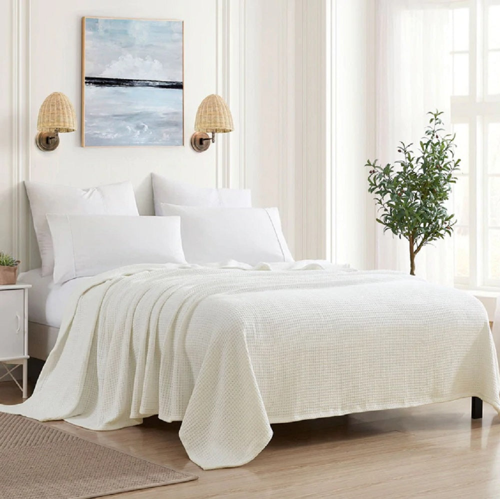 Homvare Super Soft  Cotton Basket Weave Blanket/Throw 90" x 90"