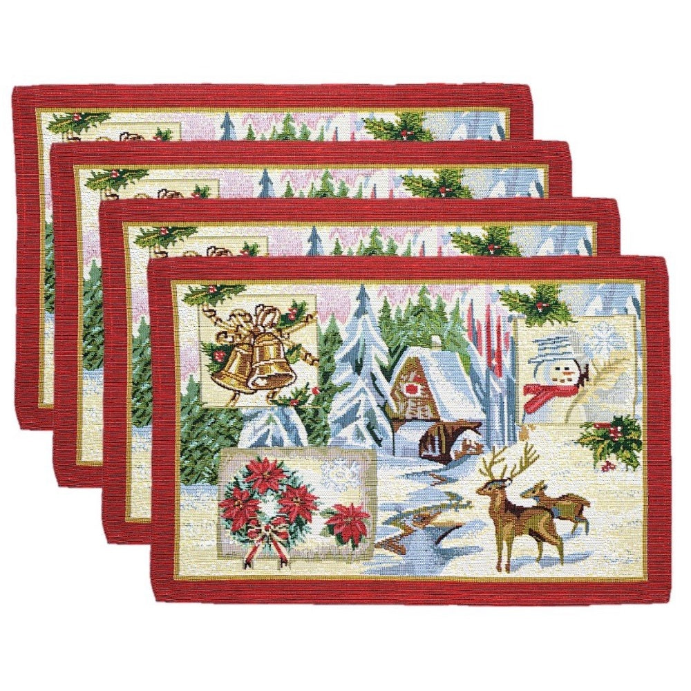 Homvare Table Placemats, Holiday Dinner, Parties, Home Décor, Woven Tapestry 13”X19”-Set of 4