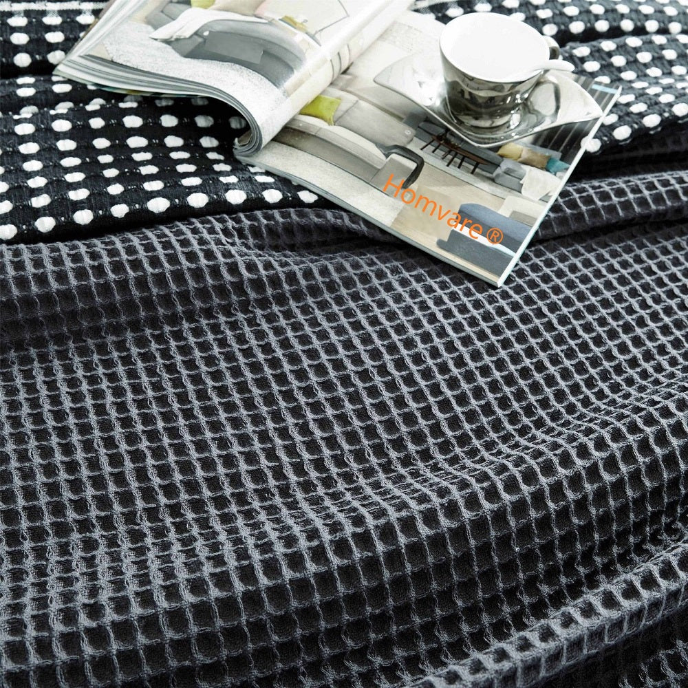 Homvare Super Soft  Cotton Basket Weave Blanket/Throw 90" x 90"