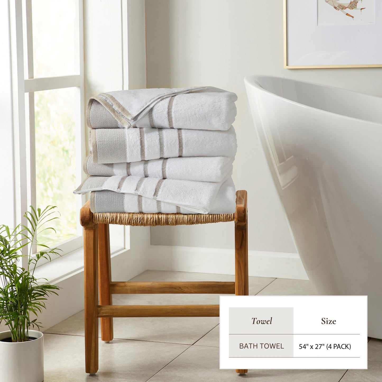 Decorative Cotton Stripe Bath Towel Set - Noelle Collection