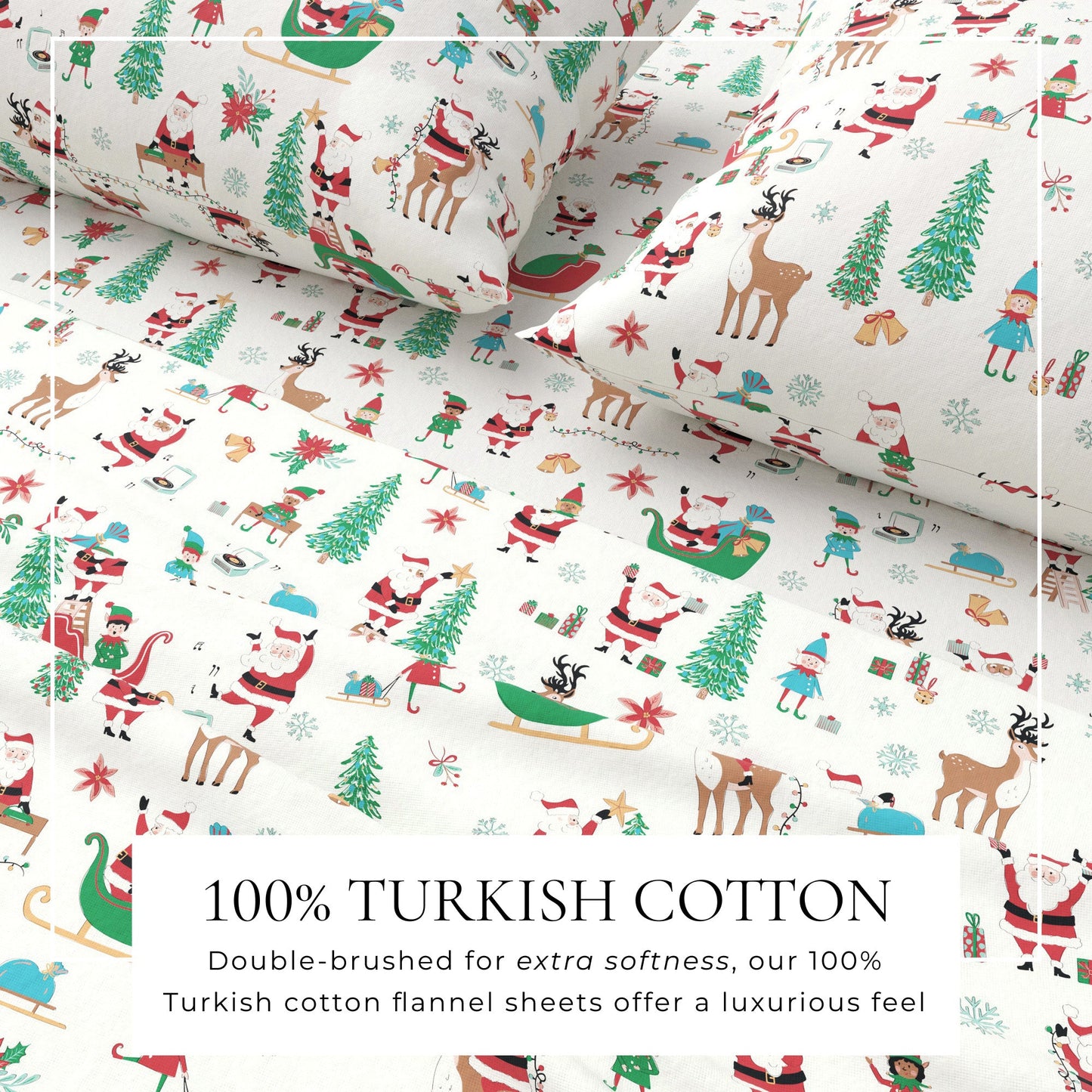4-Piece Turkish Cotton Christmas Flannel Sheet - Whittaker Collection