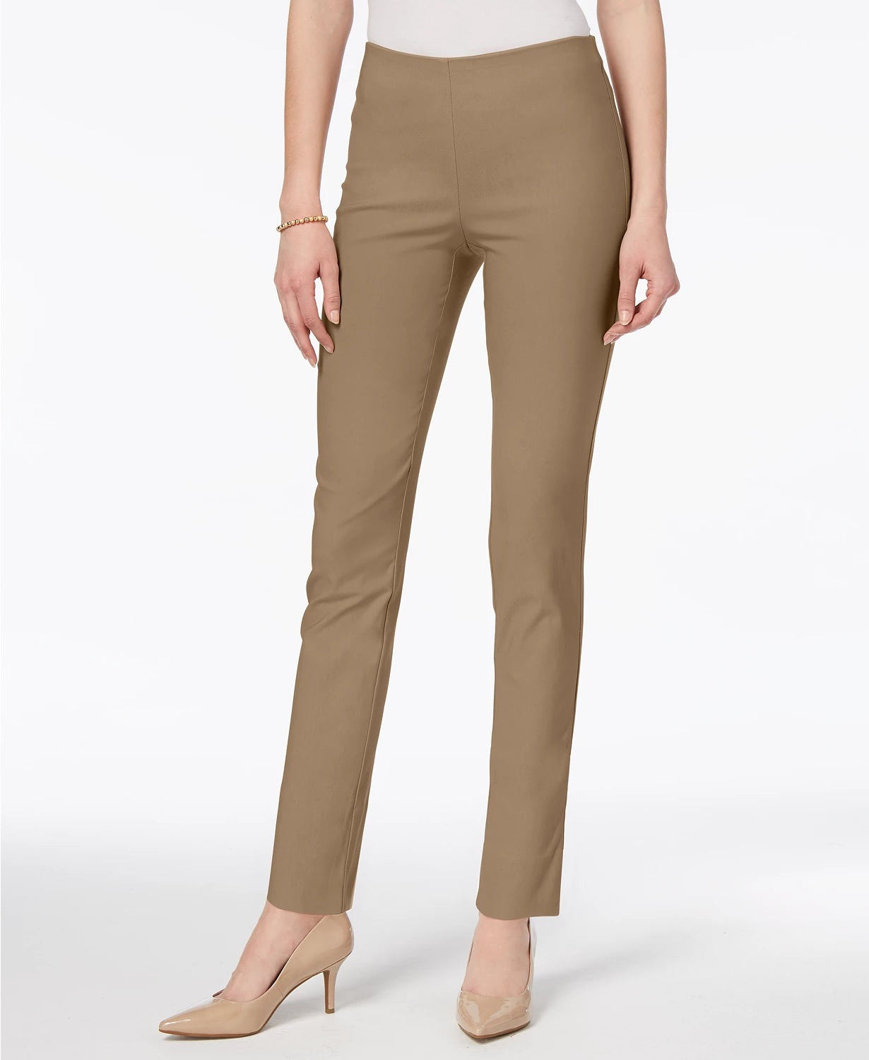 Charter Club Women's Chelsea Tummy Control Skinny-Leg Ankle Pants Honey Size 10