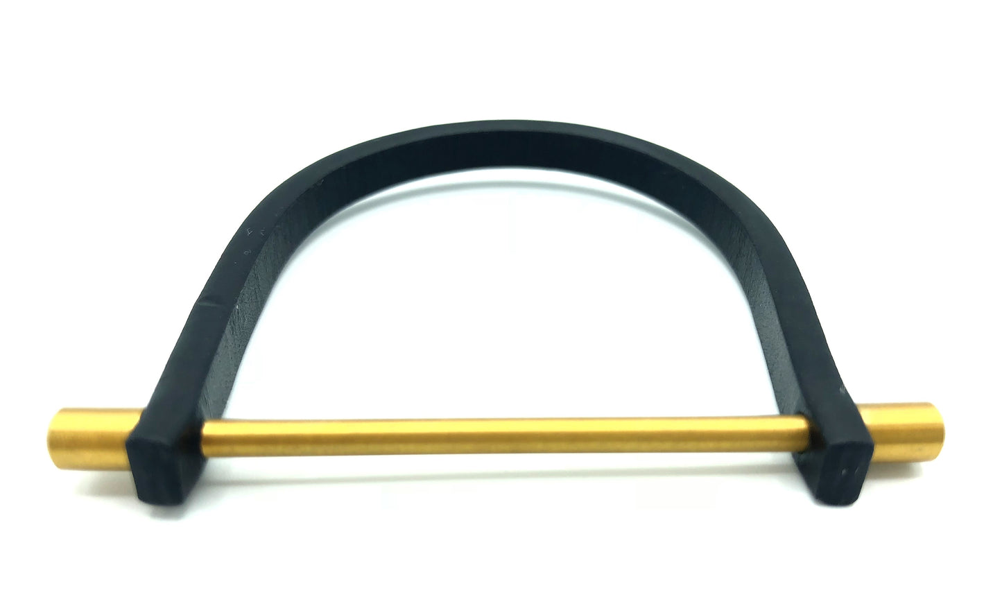 Homvare Unisex Steel Bar U Shape Leather Cuff Bracelet Black/Gold