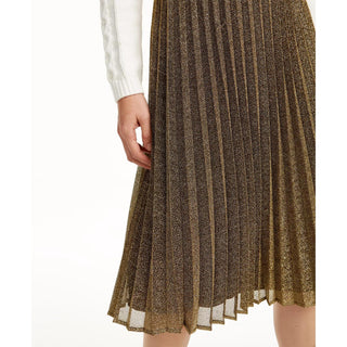 Maison Jules Women's Gold Glitter Below The Knee Accordion Pleat Evening Skirt Gold Size X-Large