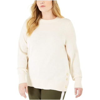 Michael Kors Women's Snap Hem Sweater White Size X-Large