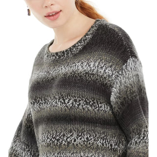 Ultra Flirt Juniors' Ombre-Striped Pullover Sweater Gray Size Small