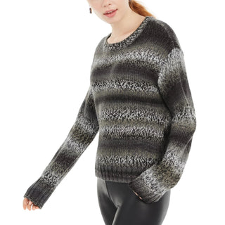 Ultra Flirt Juniors' Ombre-Striped Pullover Sweater Gray Size Small