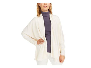 Anne Klein Women's Oversized Open Front Poncho Sweater White Size Small
