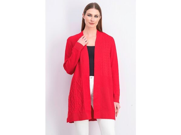 Charter Club Women's Patchwork Cardigan Red Size Petite Medium