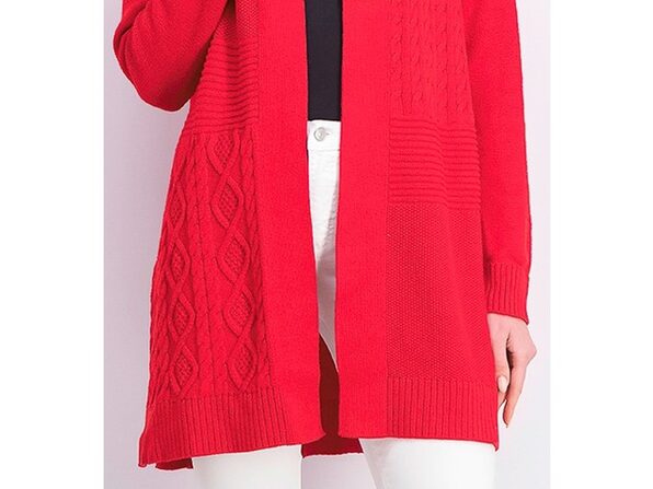 Charter Club Women's Patchwork Cardigan Red Size Petite Medium