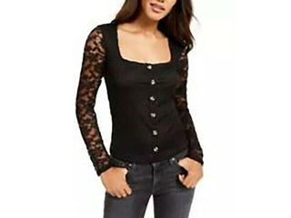 Ultra Flirt Juniors' Lace Top Black Size Small