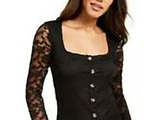 Ultra Flirt Juniors' Lace Top Black Size Small