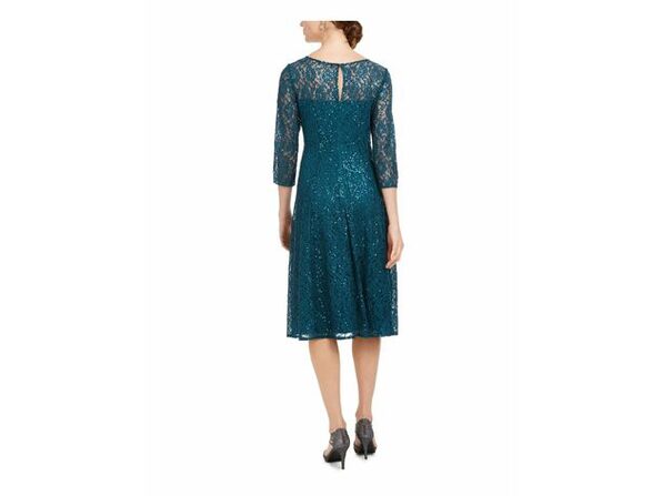 Sl Fashions Women's Sequin Lace Dress Green Size 8