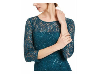 Sl Fashions Women's Sequin Lace Dress Green Size 8