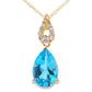 Blue Topaz Diamond Fashion Pendants 10KT Yellow Gold