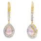Rose Quartz Diamond Dangle Earrings 10KT Yellow Gold