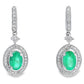 .95ct Emerald Diamond Dangle Earrings 10KT White Gold