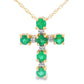 .26ct Emerald Cross Religious Pendant 10KT Yellow Gold