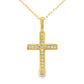 .08ct Diamond Cross Religious Pendant 14KT Yellow Gold