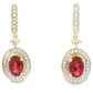 1.20ct Garnet Diamond Dangle Earrings 10KT Yellow Gold