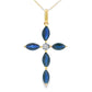 Sapphire Cross Religious Pendant 10KT Yellow Gold