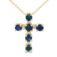 .32ct Sapphire Cross Religious Pendant 10KT Yellow Gold