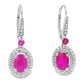 3.50ct Ruby Diamond Dangle Earrings 10KT White Gold
