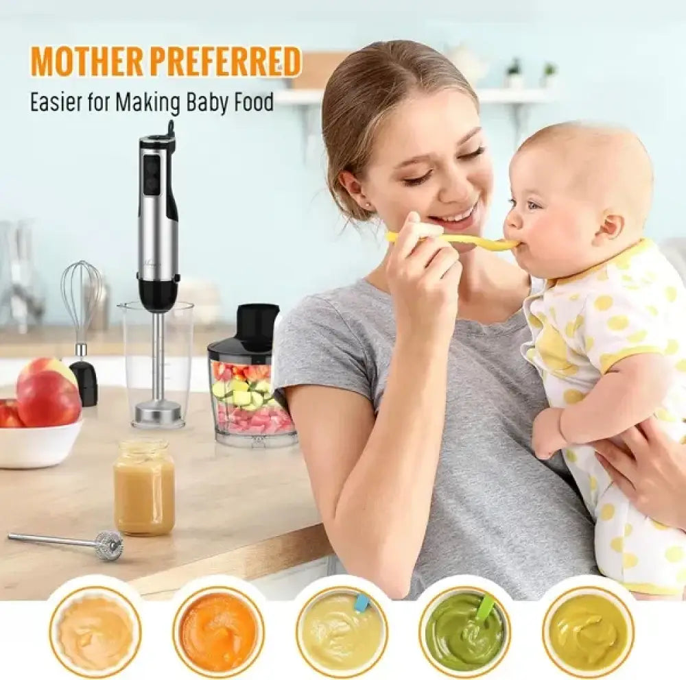 1100w 5-in-1 Hand Immersion Blender and Food Processor Set