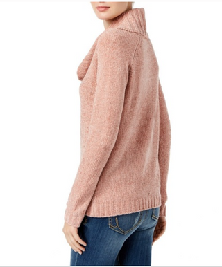INC International Concepts Women's Chenille Cowl-Neck Sweater Pink Size Medium