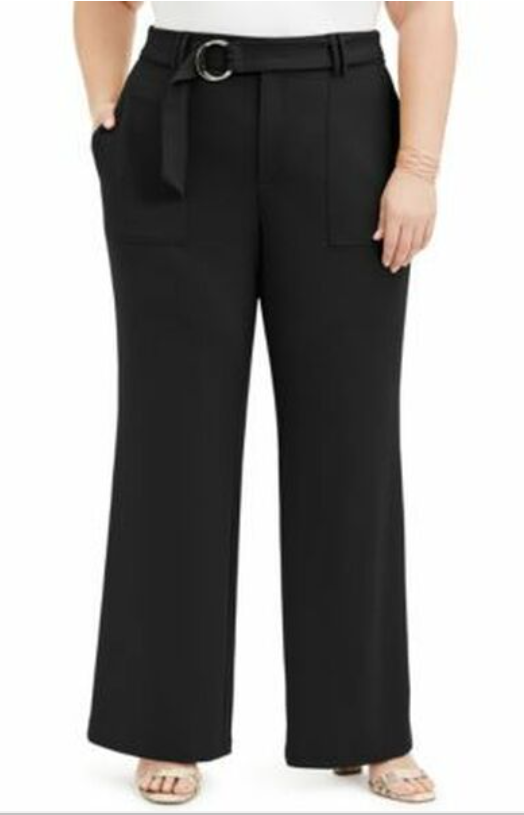 International Concepts Women's Plus Size Utility-Pocket Wide-Leg Pants Black Size 20W