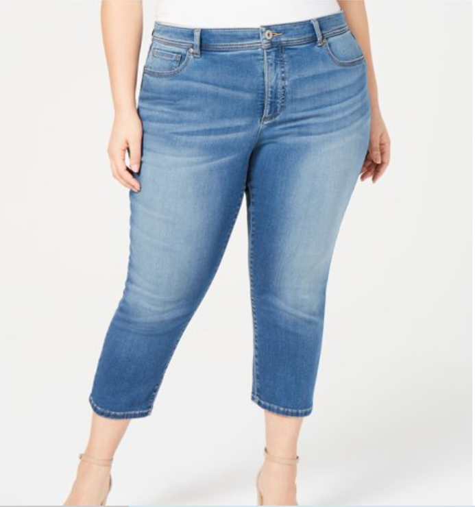 International Concepts Women's Incfinity Cropped Skinny Jeans Blue Size 16W