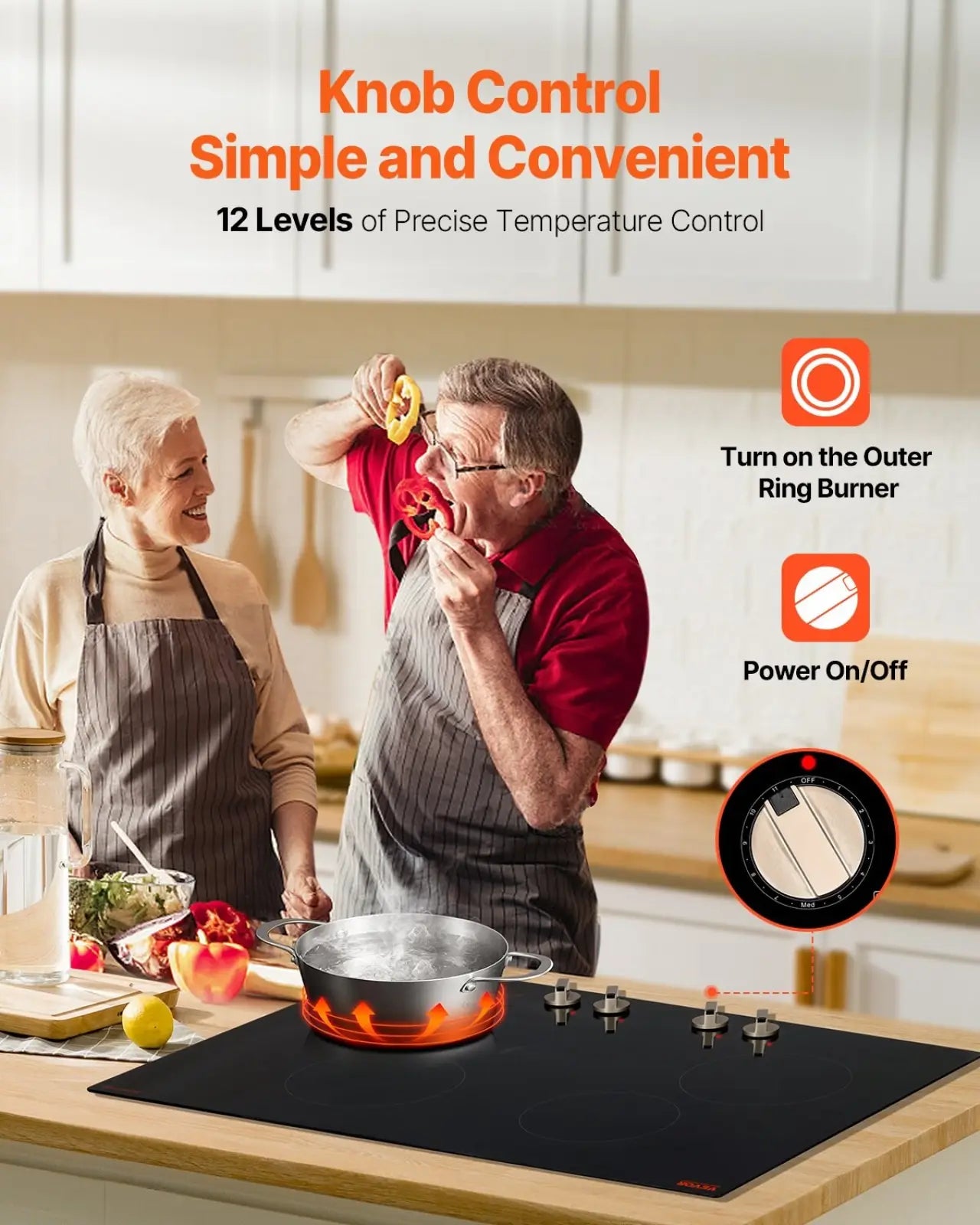 Induction Cooktop 4 Burner 6600w Knob Control Stove