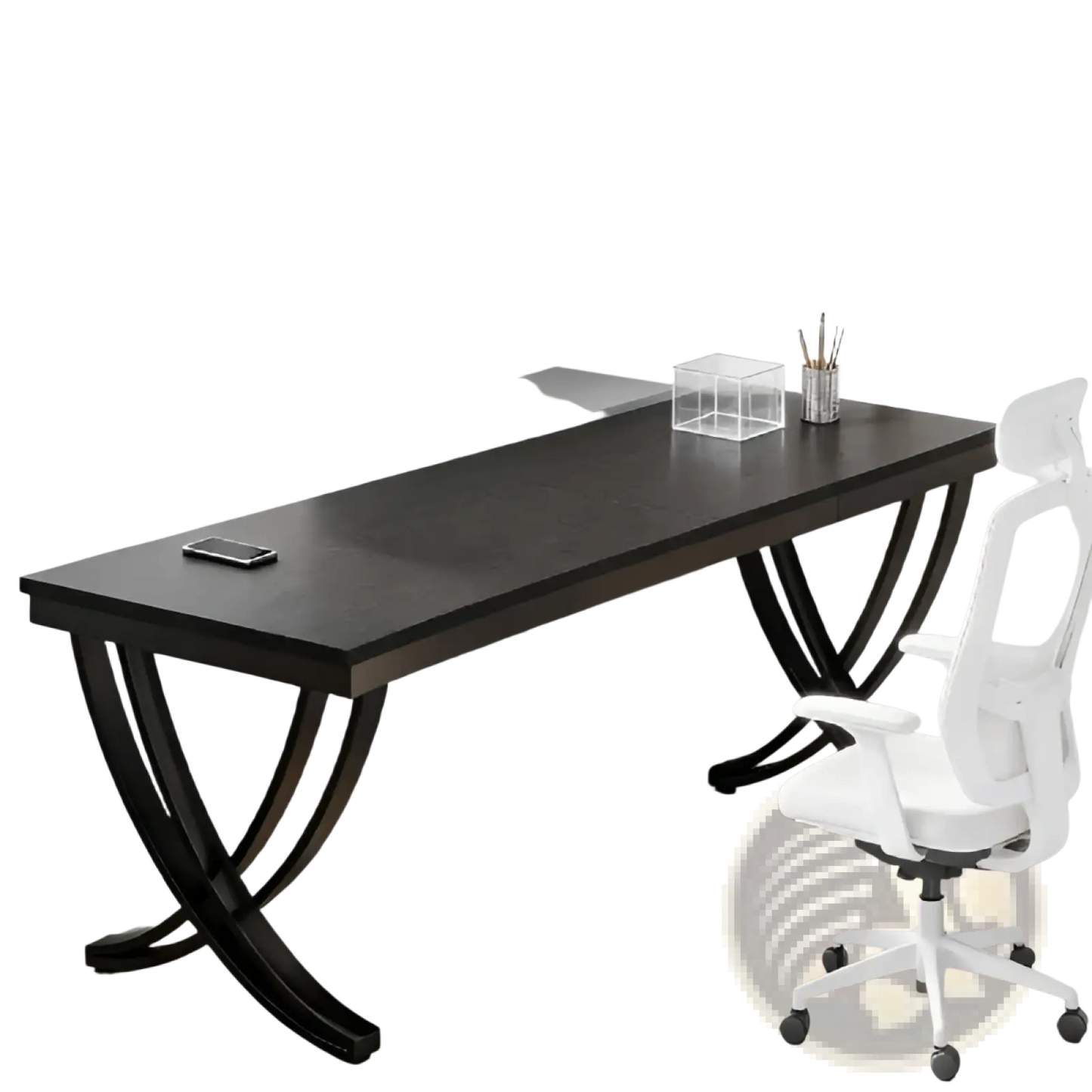 Industrial Double Computer Desk with Metal Legs