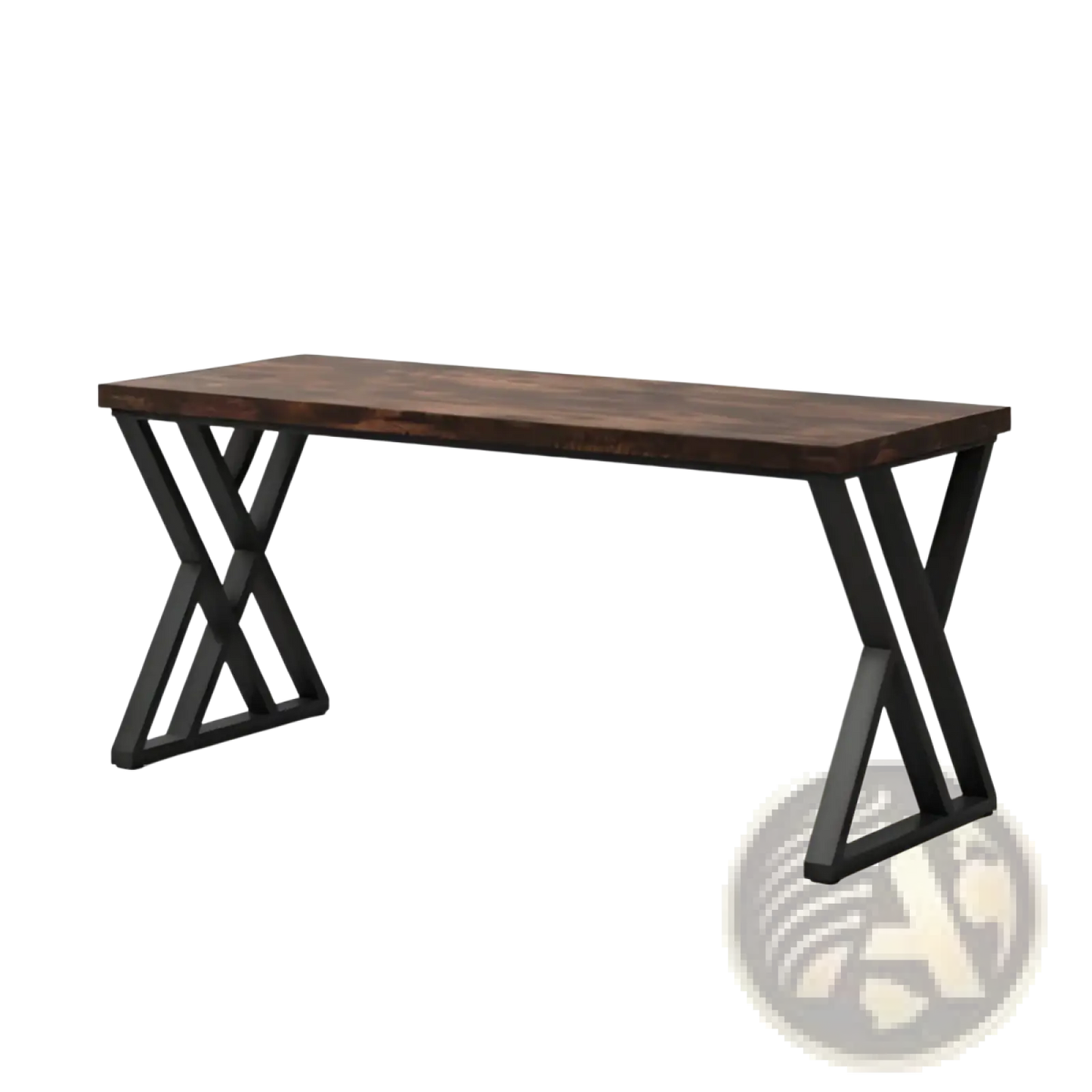 Industrial Writing Desk 55 Inch Dark Wood Table