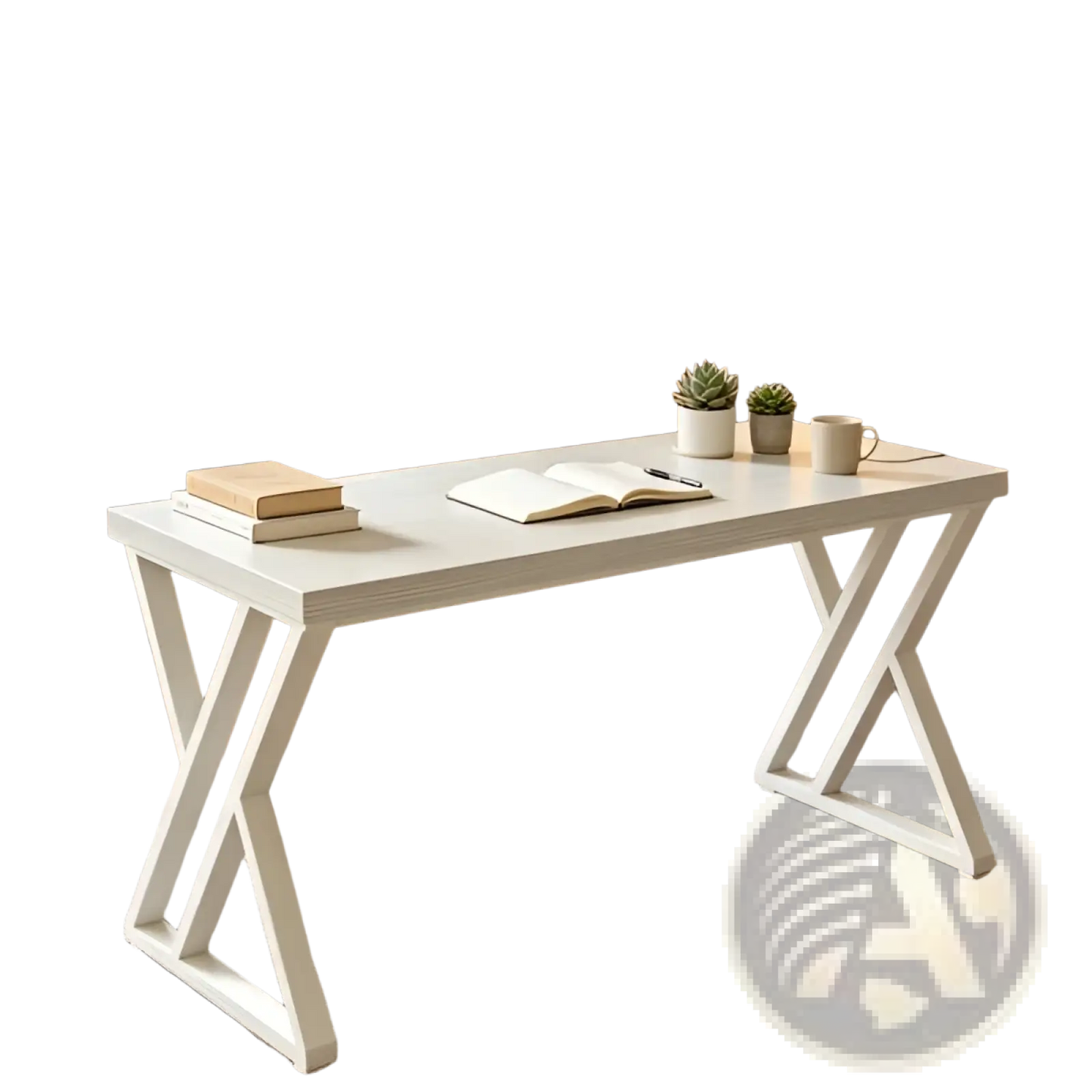 Industrial Writing Desk 55 Inch White Wood Table