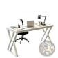 Industrial Writing Desk 55 Inch White Wood Table