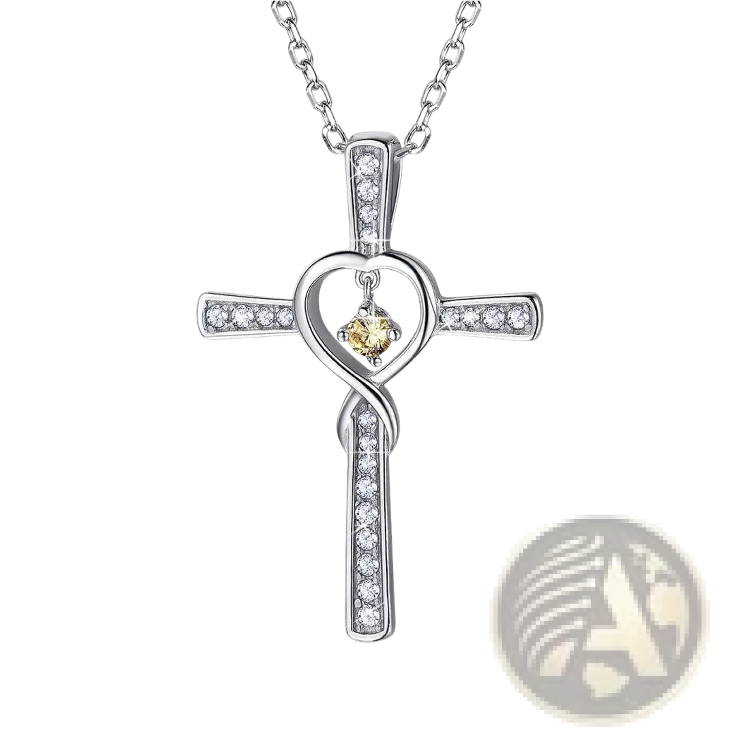 Infinity Love Heart Cross Birthstone Crystal Necklace