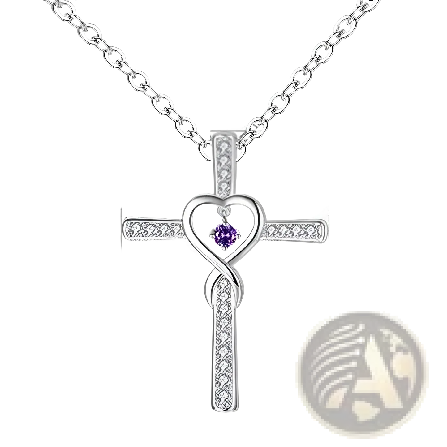 Infinity Love Heart Cross Birthstone Crystal Necklace