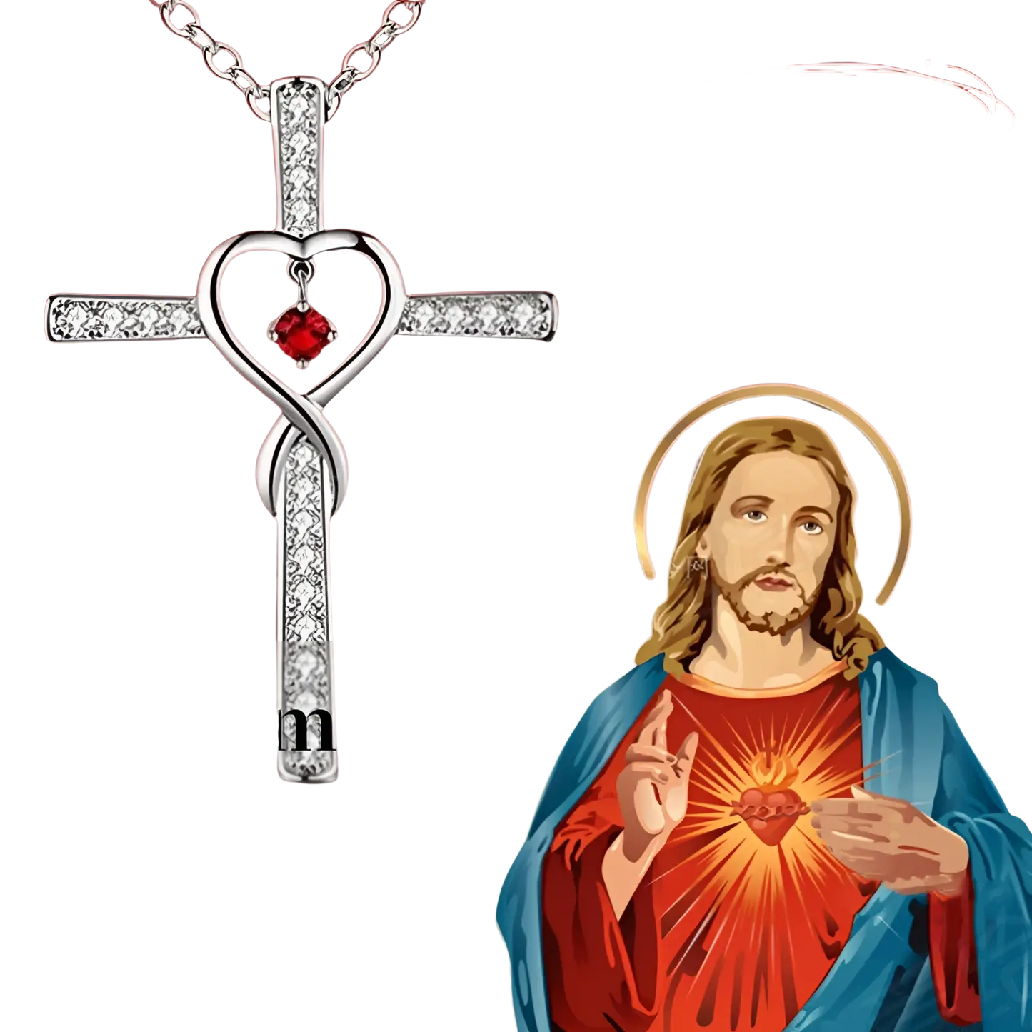 Infinity Love Heart Cross Birthstone Crystal Necklace