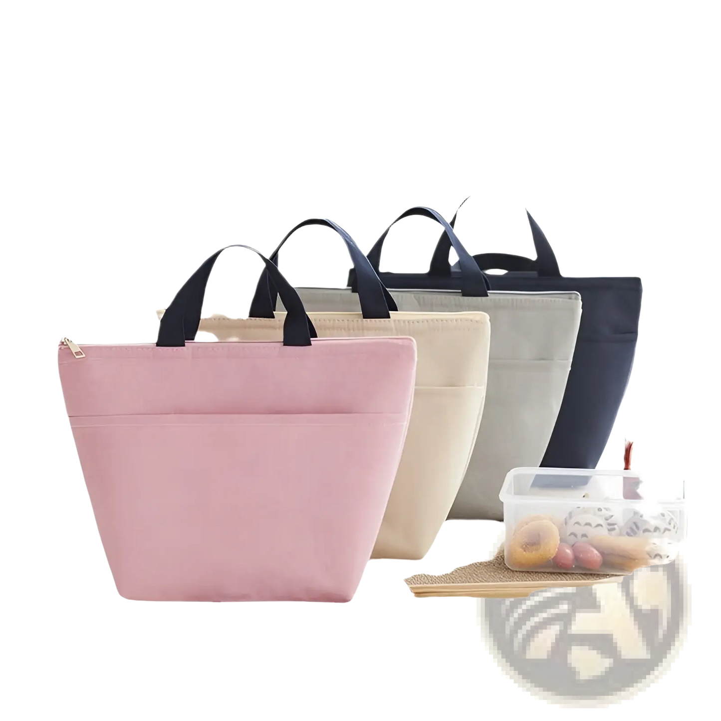 Insulated Oxford Bento Lunch Bag with Zipper Closure