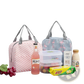 Insulated Waterproof Lunch Bag Striped Cactus Pattern