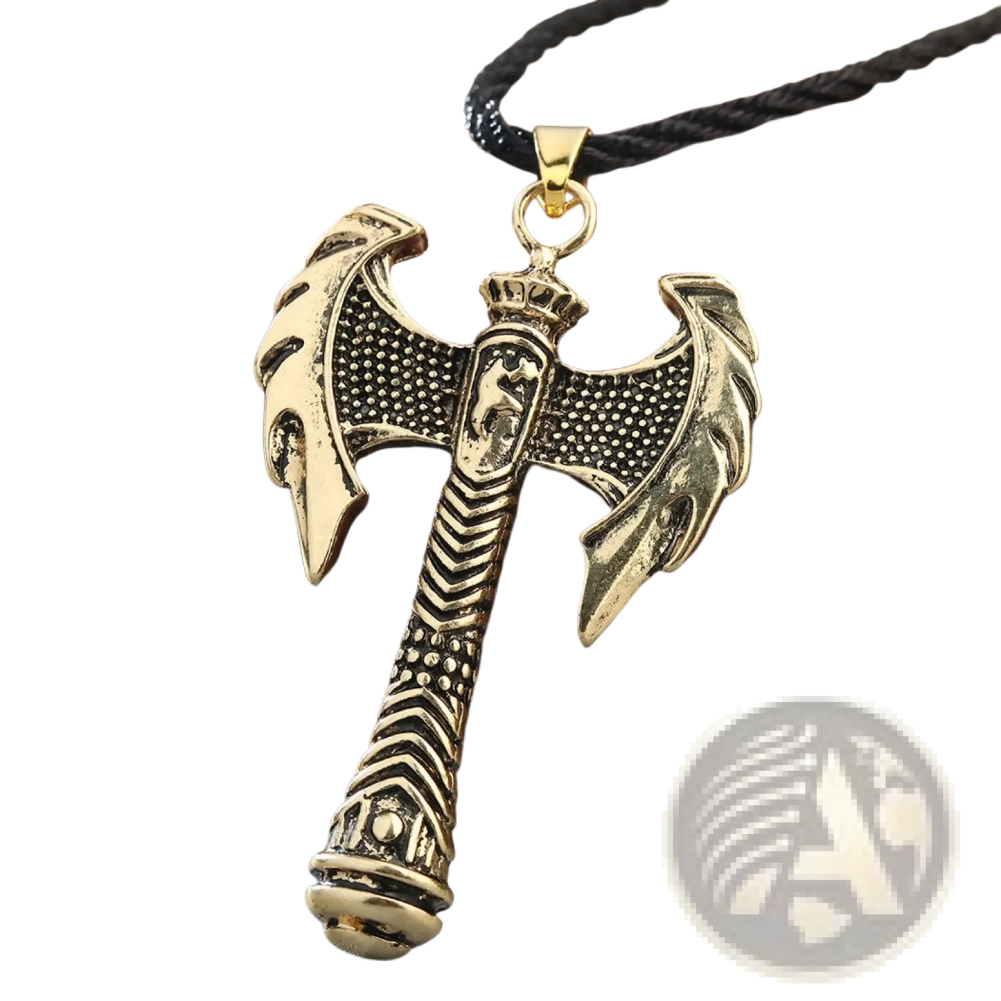 Intricate Viking Axe Pendant Necklace with Braided Cord