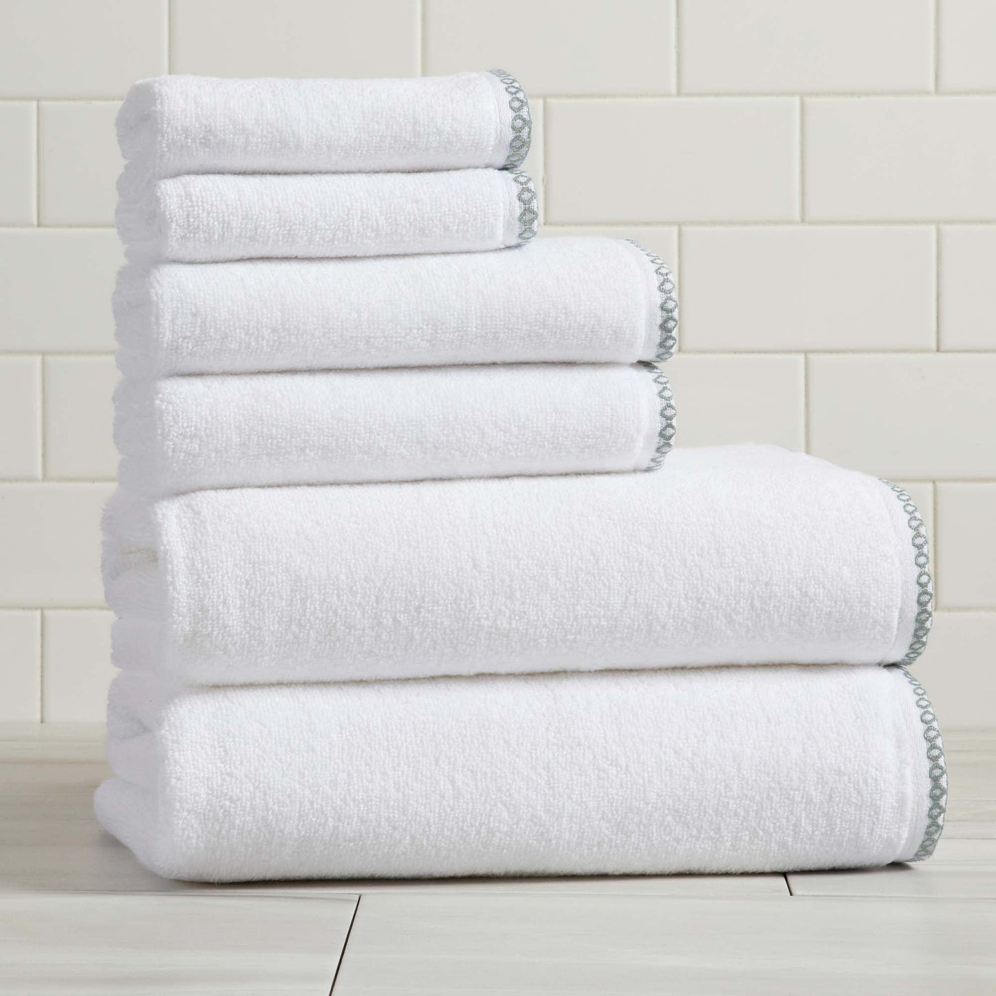 Cotton Border-Stitched 6-Piece Towel Set - Valery Collection