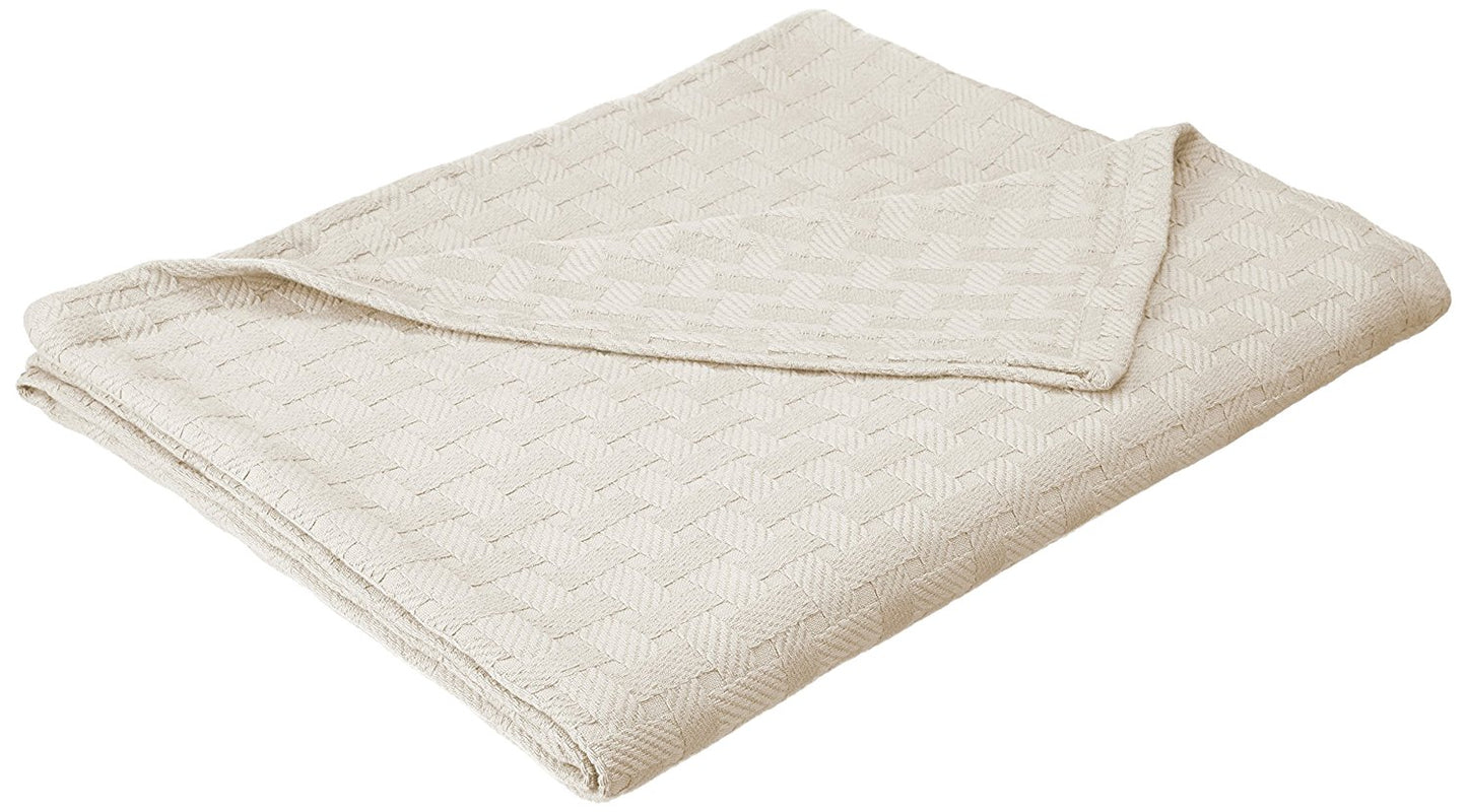 Homvare Super Soft  Cotton Basket Weave Blanket/Throw 90" x 90"