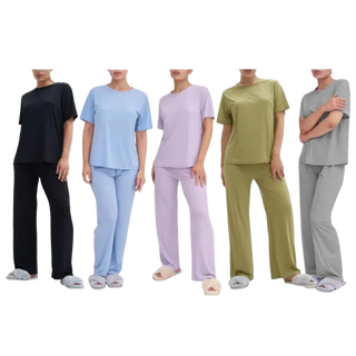 Talmont Women's Pajama 2-Piece Lounge Set, Short Sleeve Shirt & Pants, Silky Soft Sleepwear