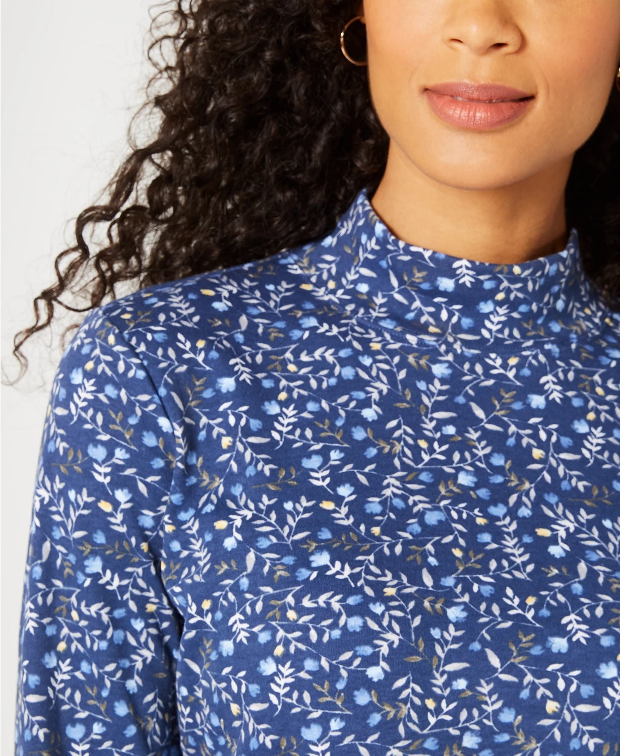 Karen Scott Women's Printed Mock Neck Top Navy Size XX-Large