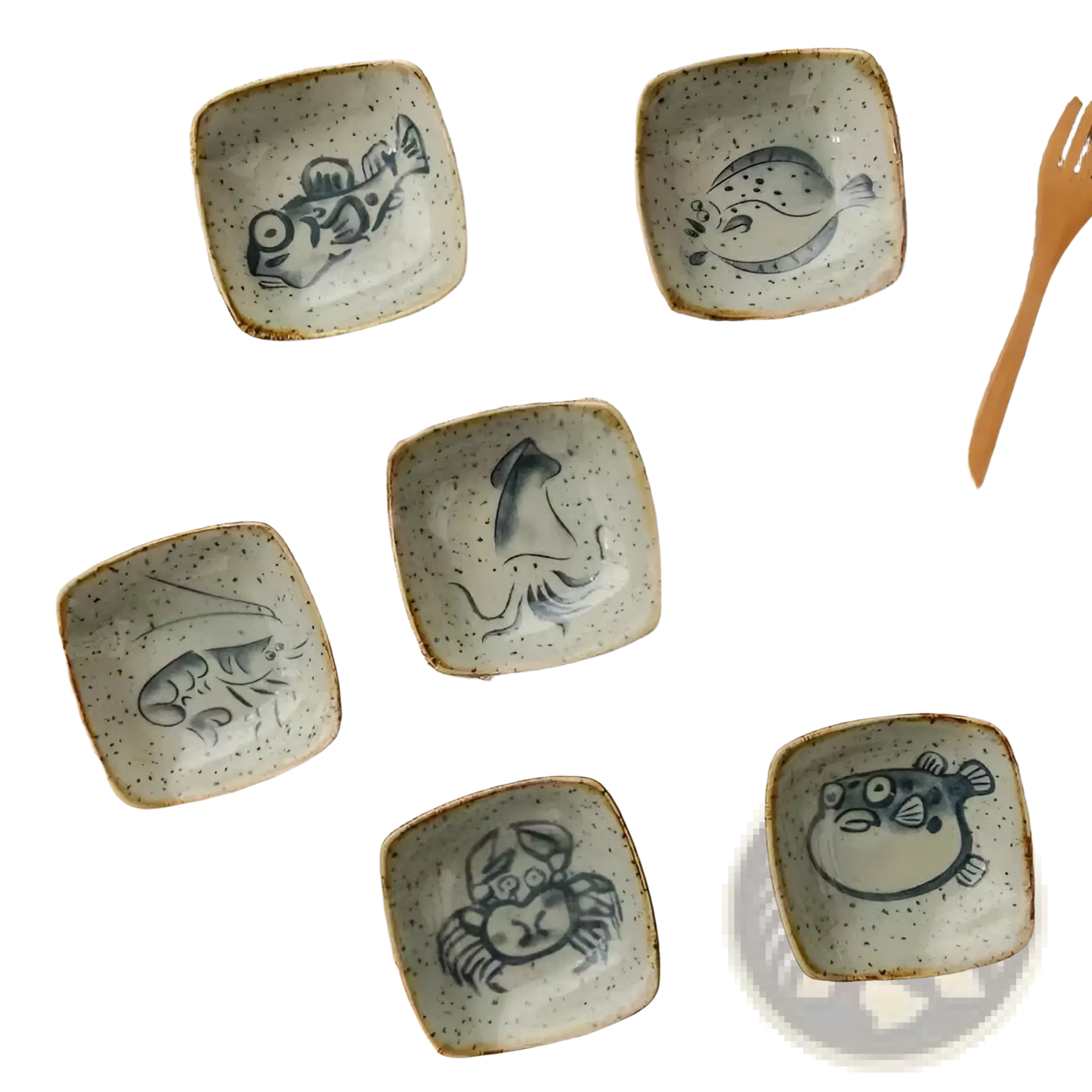 Japanese Style Ceramic Sea Creature Sauce Dish Set