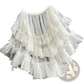 Tiered Ruffle Tulle A-line Lace Midi Skirt